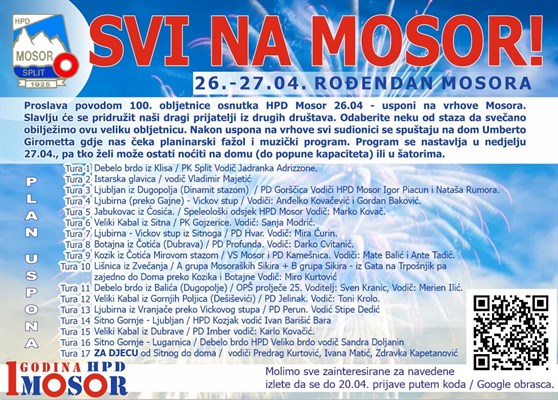 "Svi na Mosor" - HPD Mosor slavi 100. obljetnicu osnutka